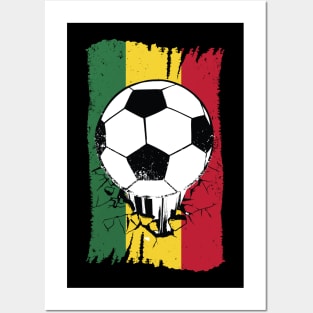 Vintage Ghanaian Flag with Football // Retro Ghana Soccer Posters and Art